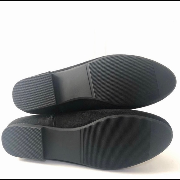 JustFab Black Flat Heel Knee High Boots with Knit Upper Trim. - Picture 3 of 3